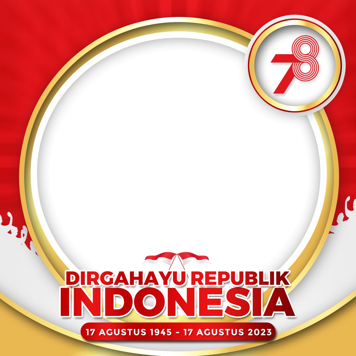 Indonesia Independence Day 78th 2023 With Round White Gold Frame and ...