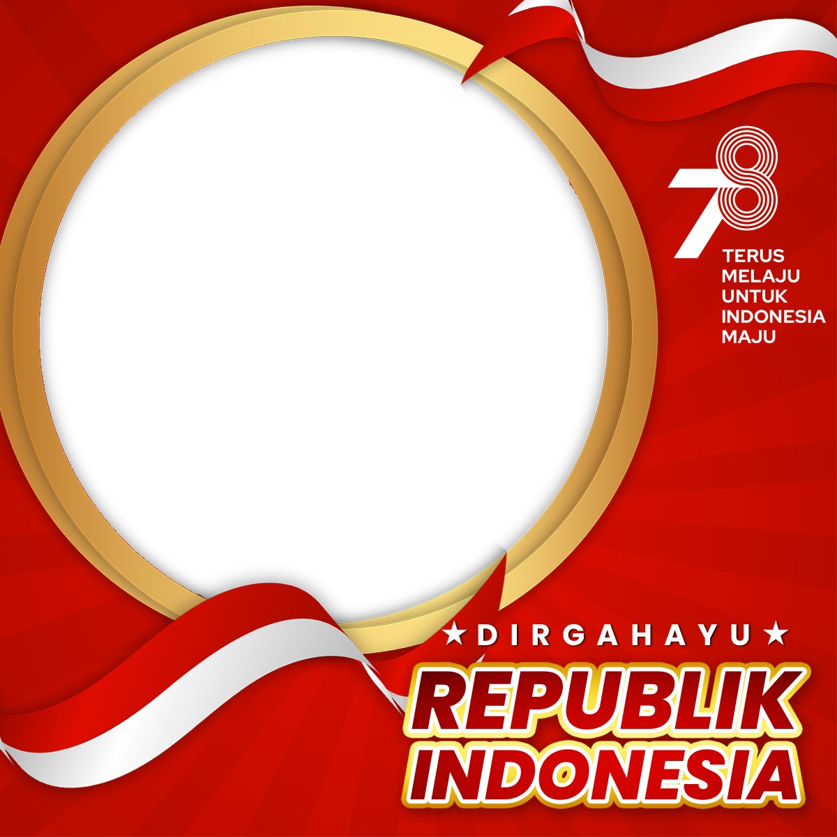 Indonesia Independence Day 78th 2023 With Double Round Gold Frame ...