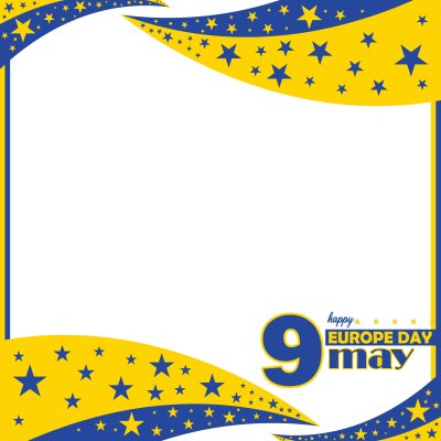 Twibbon Feliz Dia da Europa, 9 de maio Amarelo Azul