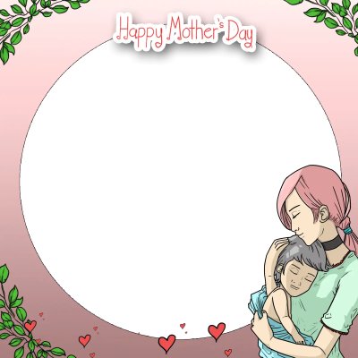 Cadre rond rose bonne fête des mères