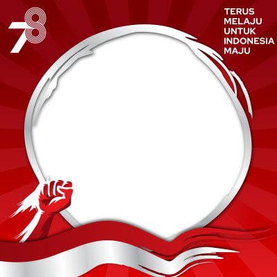 Dia da Independência da Indonésia 78º 2023 Moldura branca com mão e bandeira