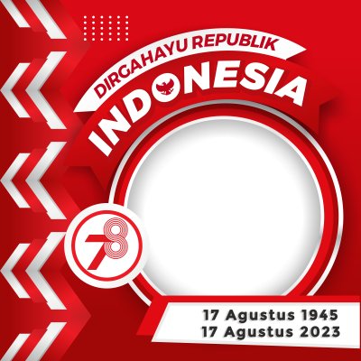 Dia da Independência da Indonésia 78 de 2023 com moldura redonda e seta para a esquerda