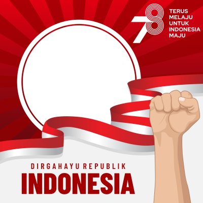 Quadro redondo, bandeira e mão do Dia da Independência da Indonésia 78º 2023
