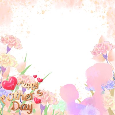 Moldura de flores feliz dia das mães e coração múltiplo