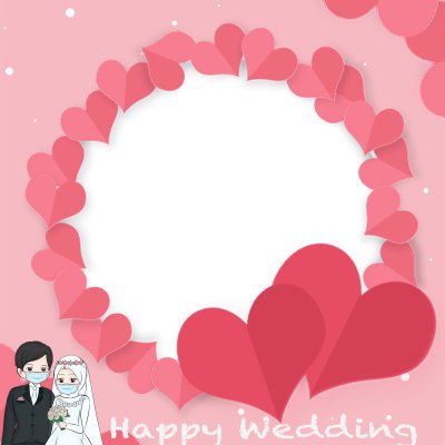 Feliz Casamento Rosa Coração Bonito Muçulmano