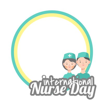 Feliz dia internacional das enfermeiras moldura branca com enfermeira masculina e feminina