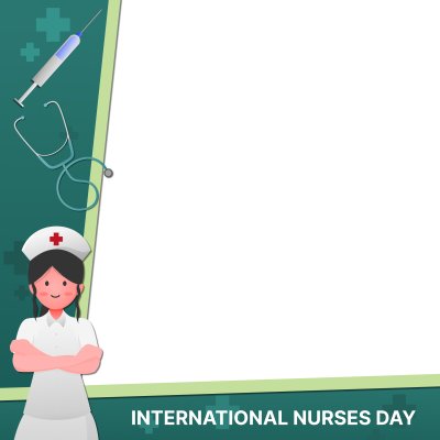 Feliz dia internacional das enfermeiras com enfermeira Fremale, estetoscópio e seringa