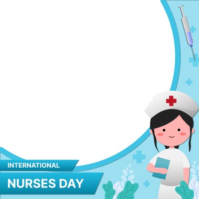Selamat Hari Perawat Internasional Bingkai Biru dan Perawat Wanita