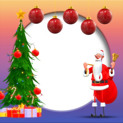 Merry Christmas with Santa and Christmas Tree