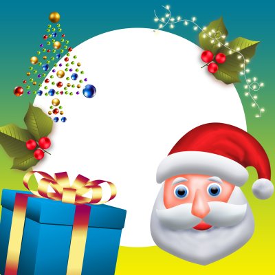 Merry Christmas with Santa and Gift Box