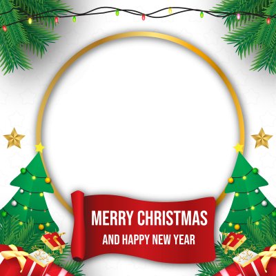 Merry Christmas with Christmas Tree and Gift Box