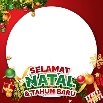 Merry Christmas and Happy New Year Indonesian with Red Background