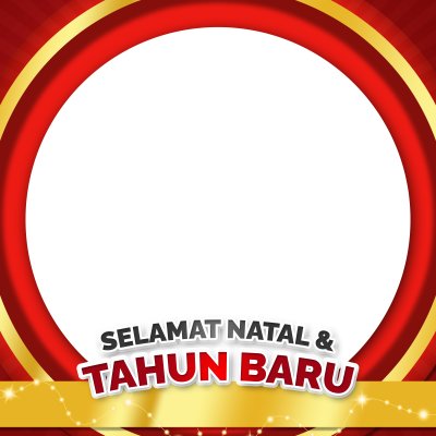 Merry Christmas and Happy New Year Indonesian with Red Background White Round Frame