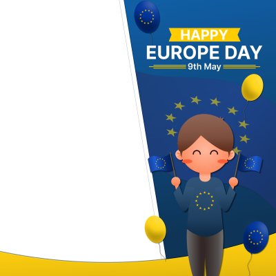 Twibbon Feliz Dia da Europa, 9 de maio, crianças segurando bandeiras
