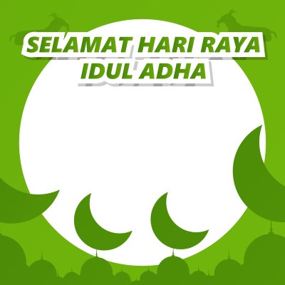 Twibbon Happy Eid al-Adha com fundo verde e duas cabras