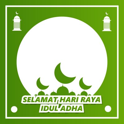 Twibbon feliz Eid al-Adha com lua e lanternas