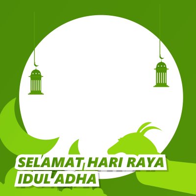 Twibbon Happy Eid al-Adha com fundo verde e cabras