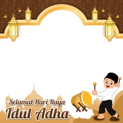 Twibbon feliz Eid al-Adha com crianças e tambor