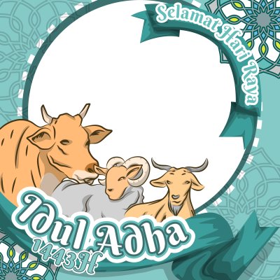 Twibbon feliz Eid al-Adha com três cabras