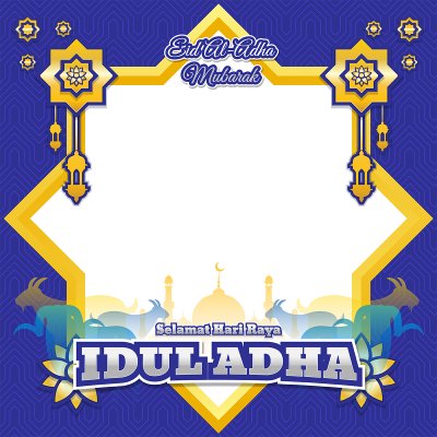 Twibbon Feliz Eid al-Adha com Mesquita, Cabras e Vacas
