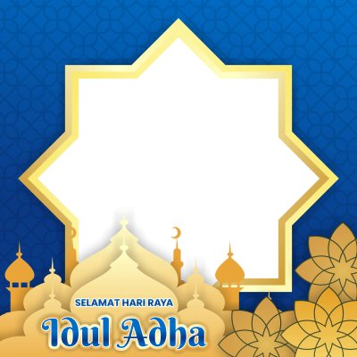Twibbon Happy Eid al-Adha Moldura Dourada com Mesquita