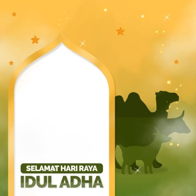 Twibbon Happy Eid al-Adha with Camel, Cow and Goat