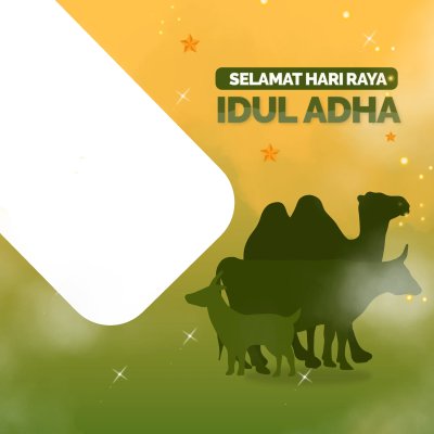 Twibbon Happy Eid al-Adha with Camel, Cow and Goat