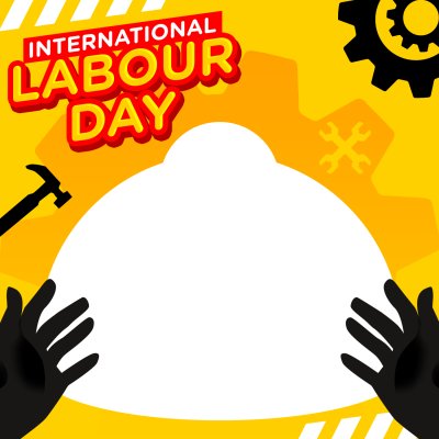 Twibbon Feliz Dia do Trabalho Martelo Engrenagem Mão Industrial