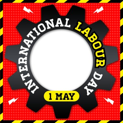 Twibbon Happy Labor Day Red Black Gear