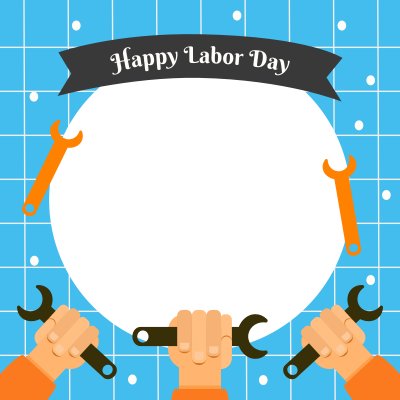 Twibbon Happy Labor Day 1st May Blue Hand and Wrench