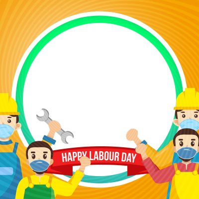 Capacete e máscara Twibbon Happy Labor Day