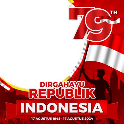 Día de la Independencia de Indonesia 79.o 2024 con hombres sosteniendo la bandera