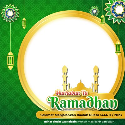 Marhaban Ya Ramadhan 1444 H / 2023 Verde cu Latern și Moschee