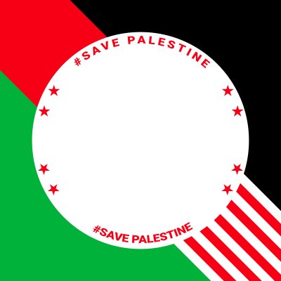 Salve a Palestina com estrela redonda e bandeira