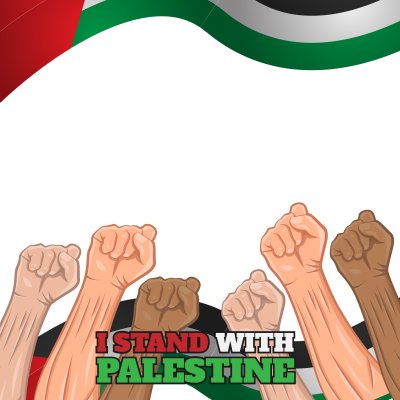 I Stand With Palestine with Hands and Flags